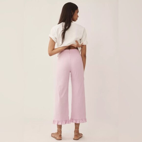 NWT Anthropologie The Colette Magic Fabric Ruffled Crop Wide-Leg Pants by Maeve - Picture 5 of 11